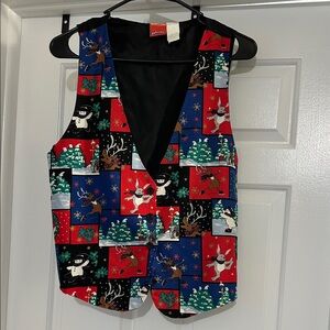 Colorful Holiday Vest with Snowman and Reindeer